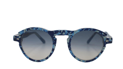 Deep Blue Round Frame – Speckled with Gold Accents