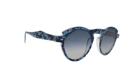 Deep Blue Round Frame – Speckled with Gold Accents