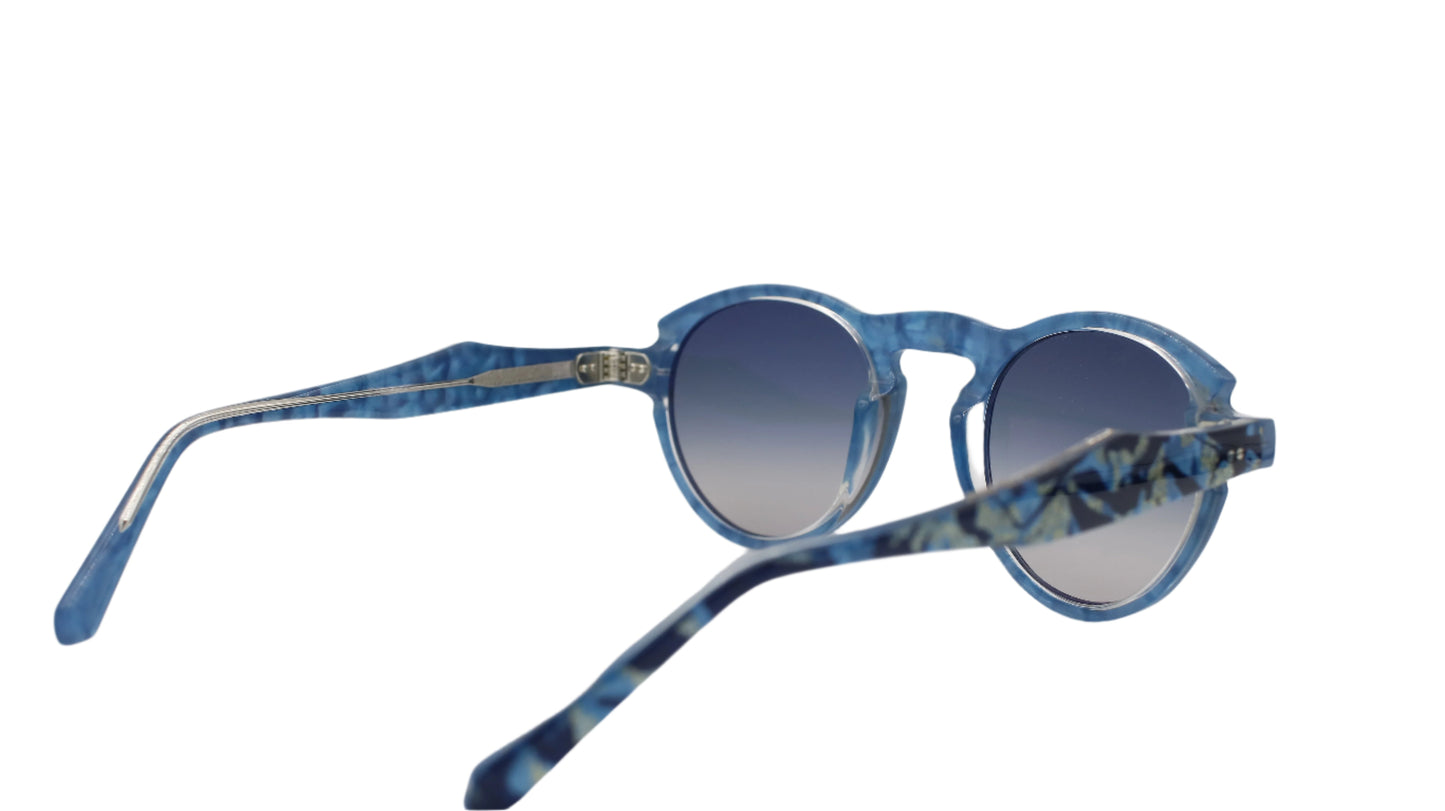 Deep Blue Round Frame – Speckled with Gold Accents