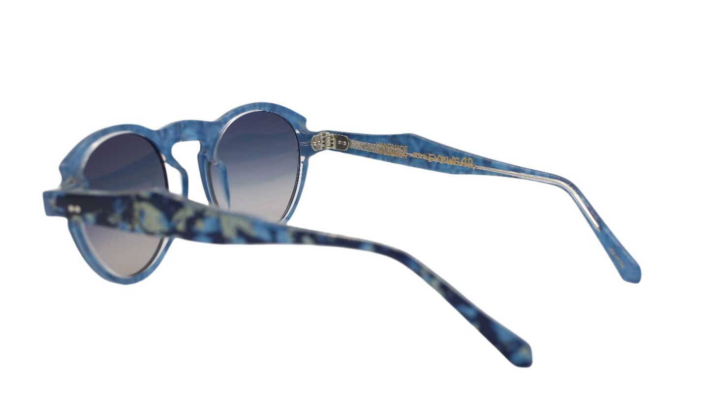 Deep Blue Round Frame – Speckled with Gold Accents